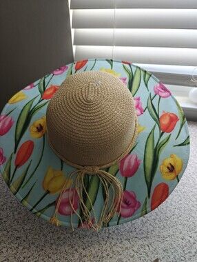 Lucky 7 Good Vibes Straw Hat 22" New Beach Cruise Tulip